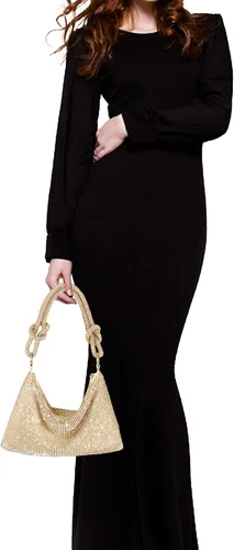 Vista 3 de Bolso de noche brillante con diamantes de imitación, monederos plateados para mujer, bolsos cruzados para fiesta, graduación, club, boda