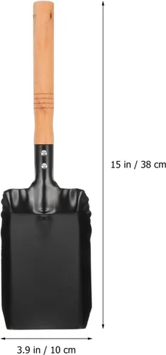Vista 3 de Pala de ceniza de metal con mango de madera, pala de carbón, pala de jardinería para estufa de leña, 4