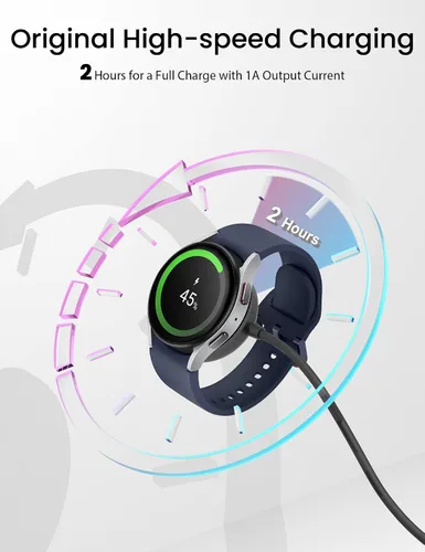 Vista 4 de Sinoacc Cargador para Samsung Galaxy Watch Ultra/7/6/6 Classic/5/5 Pro/4/4 Classic/3/Active 2/Active 1/FE Cable de carga inalámbrico magnético USB