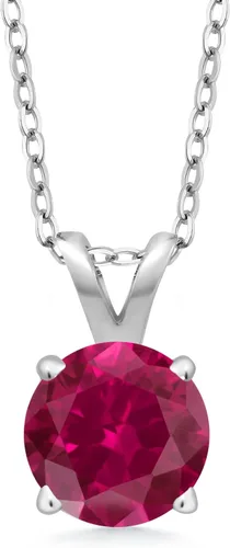 Vista 196 de Gem Stone King Collar con colgante solitario de plata de ley 925 de 0.236 in con piedra natal redonda Collar de 4 puntas para mujer Con cadena