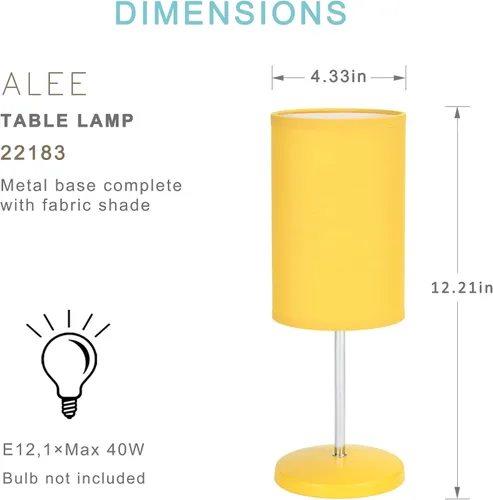 Vista 5 de Alee - Juego de 2 lámparas de mesa amarillas para sala de estar y dormitorio, 4.33 pulgadas de alto, 12.21 pulgadas, bombilla excluida