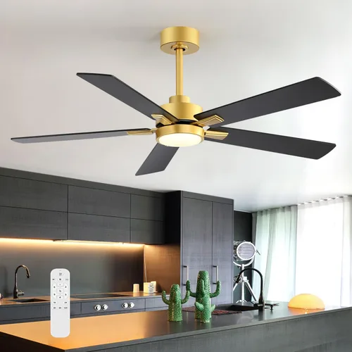 Vista 12 de Ventiladores de techo con luces LED, control remoto de ventilador de techo negro de 5 aspas de 42 pulgadas, ventilador de techo moderno con motor