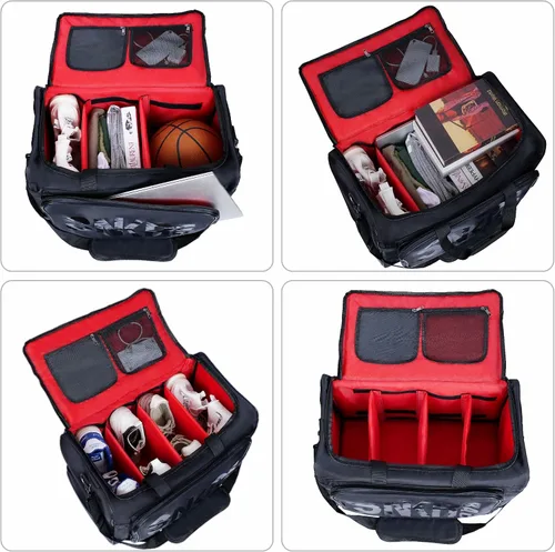Vista 2 de Bolsa de deporte y bolsa de viaje, Rojo -, Bolsa de viaje con compartimentos interiores ajustables