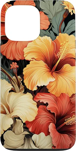 Vista 24 de Hawaiian Tropical Design Yellow Red Hibiscus Plumeria Case for iPhone 17