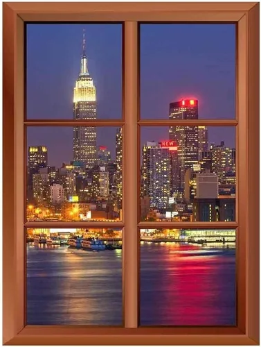Vista 21 de wall26 Adhesivo de pared extraíble/mural de pared – A Veiw of Manhattan Skyline – Adhesivo de vinilo creativo para ventana – 24 x 32 pulgadas