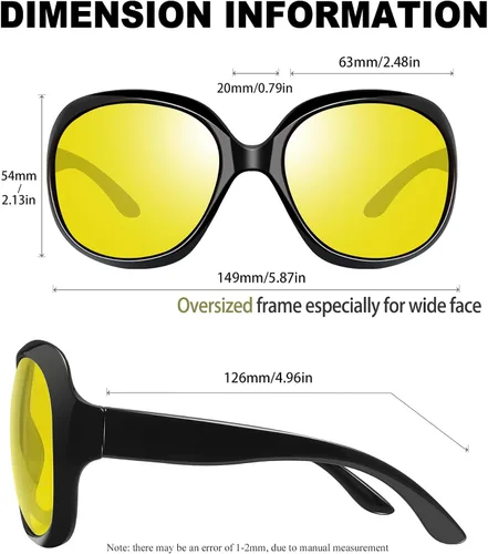 Vista 185 de Joopin Lentes de sol de gran tamaño para mujer, polarizados, grandes, para conducción, protección UV, grandes sombras