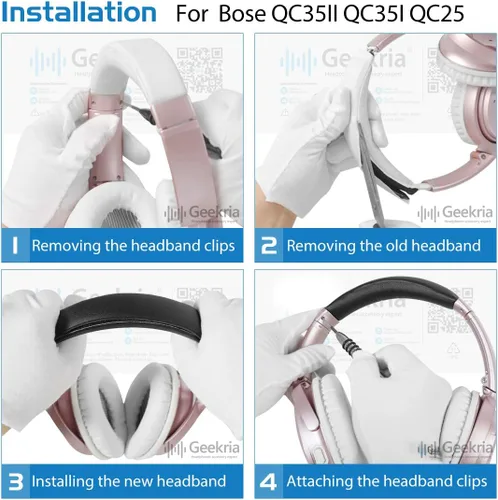 Vista 4 de Geekria Almohadilla para la diadema compatible con Bose QuietComfort 35 ii Gaming, QC35 II/QC35/QC25/QCSE auriculares, pieza de reparación (negro)