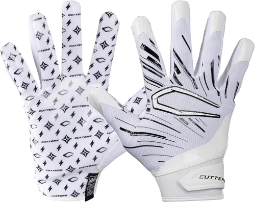 Vista 8 de Guantes de fútbol Cutters - Guantes de receptor de fútbol para el día del partido con agarre de silicona de alta adherencia, soporte y protección