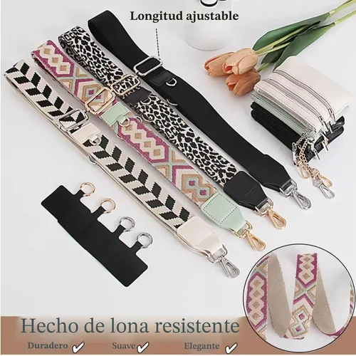 Vista 3 de Soporte cruzado para teléfono para mujer, nueva correa de teléfono con bolsa con cremallera, correa cruzada ajustable