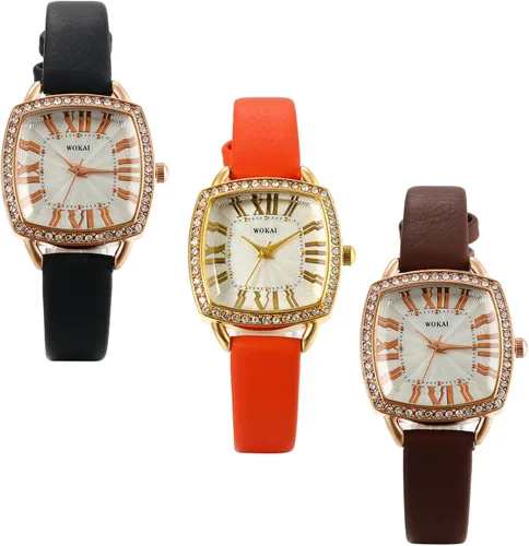 Vista 5 de Lancardo - Reloj de pulsera para mujer, diseño retro con bisel de cristal y tono dorado