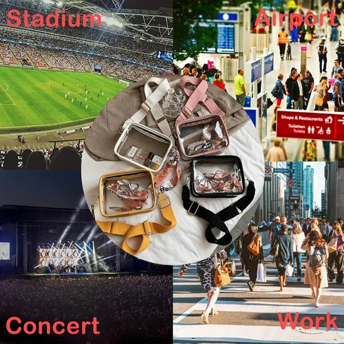 Vista 6 de KlaOYer Bolsos cruzados transparentes del PVC, bolso de hombro transparente aprobado por el estadio, bolso pequeño cuadrado del teléfono del bolso