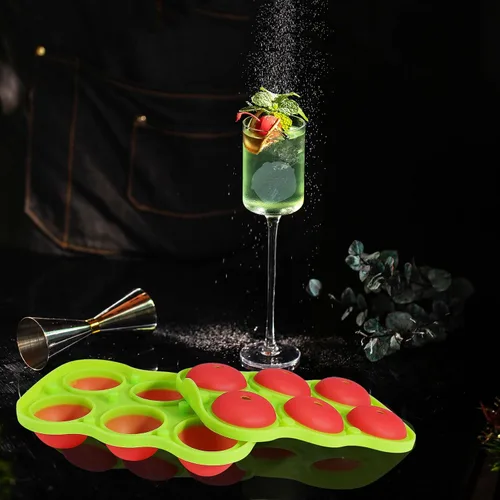 Vista 7 de Ice Cube Trays, Silicone Round Ice Ball Maker Mold, Big Whiskey Ice Ball Maker, Apples Ice Tray Mold for Cocktails, Bourbon, Freezer, Keep Drinks