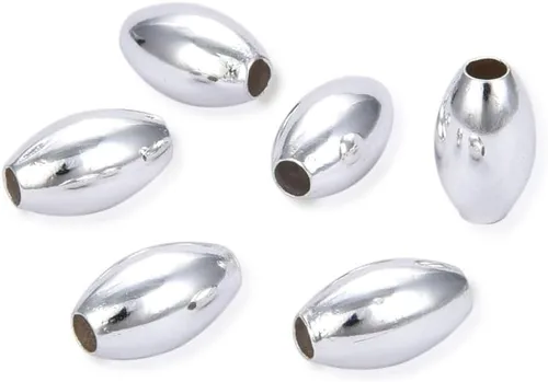 Vista 7 de 100 cuentas sueltas de metal de arroz ovaladas lisas de 0.276 in de latón chapado en bronce antiguo para fabricación de joyas artesanales CF257-1