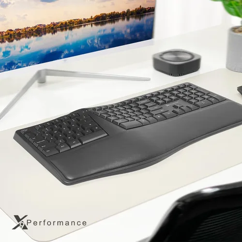 Vista 9 de X9 Teclado ergonómico inalámbrico con reposamuñecas - Tu comodidad importa - Teclado ergonómico recargable de tamaño completo 2.4G inalámbrico