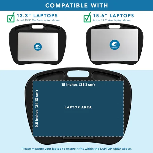Vista 4 de LAPGEAR MyDesk Escritorio de Regazo con Repisa para Dispositivos y Soporte para Teléfono - Negro - Se Adapta a Portátiles de hasta 15.6 Pulgadas