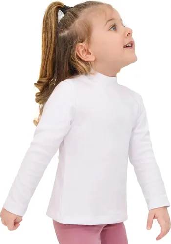 Vista 3 de Lilax Camiseta básica de algodón de cuello alto falso de manga larga para niña
