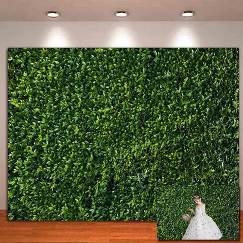 Vista 2 de HQM - Fondo de foto 3D de hojas verdes temáticas de primavera para naturaleza, boda, cumpleaños, recién nacido, baby shower, fotografía