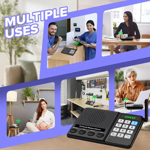 Vista 6 de Intercomunicadores inalámbricos para el hogar, intercomunicador de largo alcance de 6000 pies, sistema de intercomunicación doméstico inalámbrico