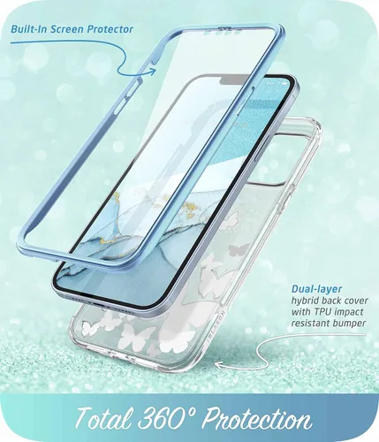 Vista 3 de i-Blason Cosmo - Funda para iPhone 14/13 con protector de pantalla integrado, funda protectora delgada de cuerpo completo para iPhone 14/13 de 6.1