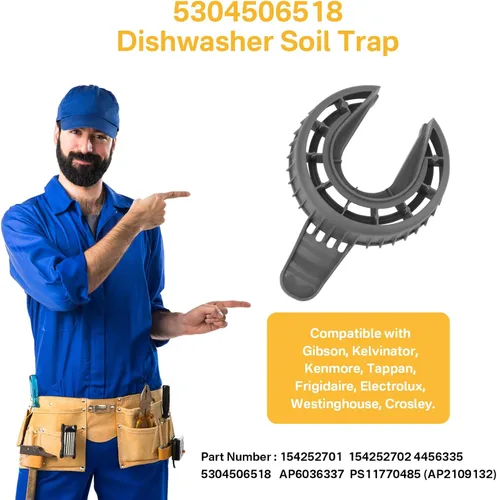 Vista 5 de Showingo Filtro de drenaje para lavavajillas 5304506518 154252701 compatible con lavavajillas Frigidaire, trampa de tierra para lavavajillas que