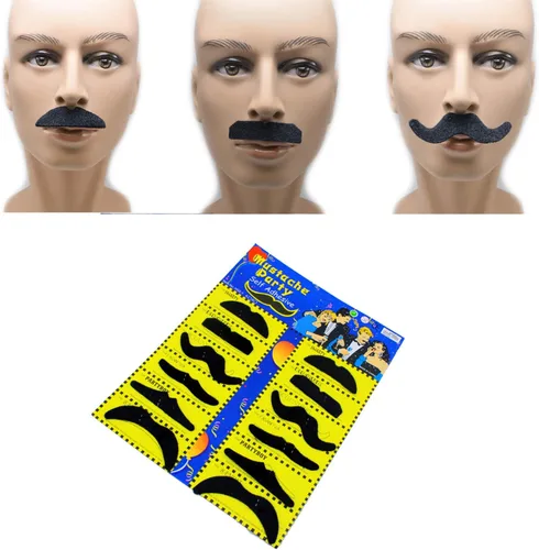 Vista 3 de Juego de 12 bigotes falsos divertidos para tu cumpleaños, para Halloween, fiestas, niños, regalos, diversión, cumpleaños, fiestas, juegos, hogar