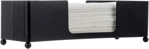 Vista 7 de MyGift Soporte Moderno de Metal Negro Mate Comercial de Sobremesa para Toallas de Papel Plegadas, Bandeja Dispensadora de Servilletas Desechables