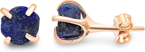 Vista 22 de Aretes de piedra preciosa natural en bruto con oro rosa sobre plata de ley 925, 6 a 0.276 in, regalo de piedra de nacimiento de calidad genuina