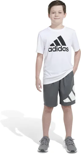 Vista 3 de adidas Pantalones cortos de rendimiento con cintura elástica Aeroready para niño, gris (Grey Five)