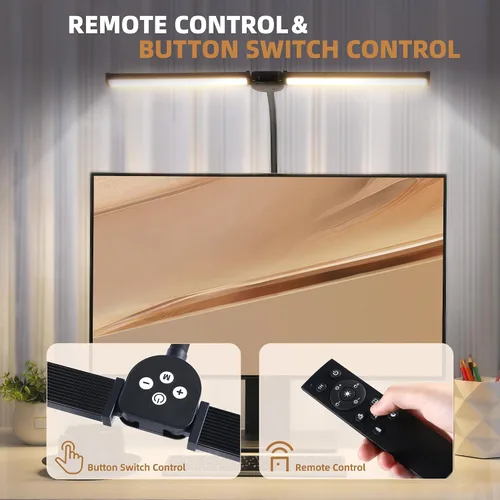 Vista 5 de Motumen Lámpara de escritorio LED para oficina en casa, abrazadera de luz de escritorio para cuidado de los ojos, color negro