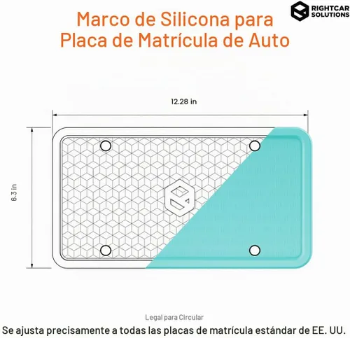 Vista 5 de Rightcar Solutions Marco de matrícula de silicona El marco original de matrícula de automóvil de silicona de grado premium A prueba de óxido, a