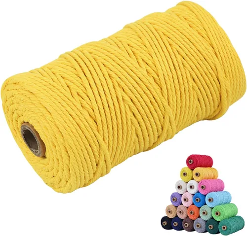 Vista 40 de Cordón de algodón para macramé 3mm x 109 yardas, cuerda de macramé natural color beige, suministros perfectos de algodón para macramé, para hacer