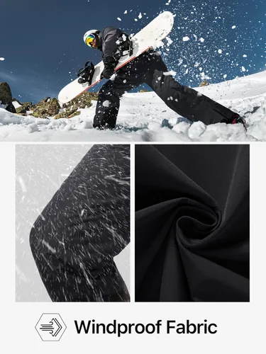 Vista 6 de FREE SOLDIER Overoles de esquí con peto para hombre, impermeables y con aislamiento Negro
