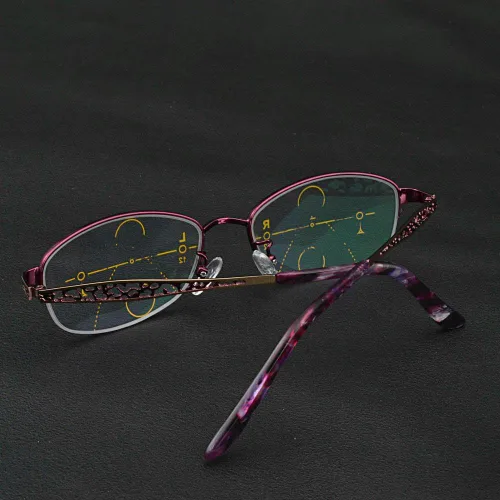 Vista 4 de Gafas de lectura progresivas con bloqueo de luz azul para mujer, visión ajustable, gafas de computadora en forma ovalada