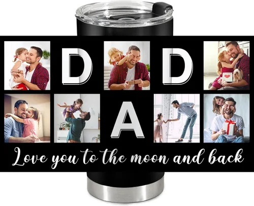 Vista 18 de Taza personalizada con foto y texto para hombres y mujeres, regalo para papá, mamá, familias y amigos, taza de viaje con foto e imagen