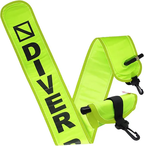 Vista 8 de Scuba Choice Surface Marker Buoy (SMB) High-Visibility Dive Signal Tube, Durable Nylon TPU, Compact & BCD-Compatible, Easy Oral Inflator for Diving