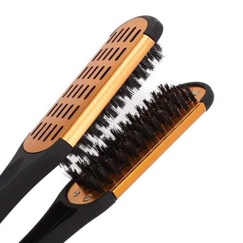 Vista 4 de Cepillo para el cabello, pinzas para el cabello, elasticidad de resorte, alisador de cabello, suave, transpirable, doble cara, cepillo plano