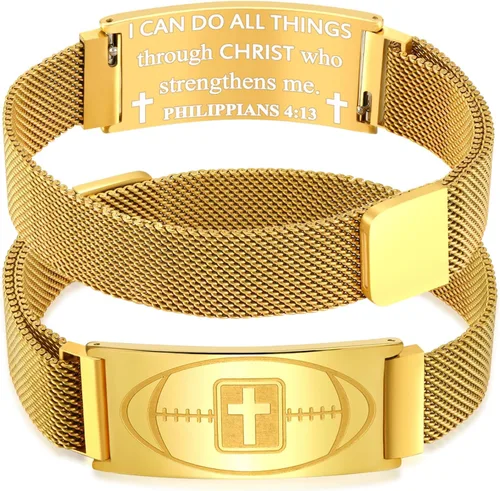 Vista 32 de Regalos de graduación, pulsera de fútbol, fútbol, baloncesto, béisbol, regalos de pulsera, pulseras de cruz de fe para hombres, bautismo, primera