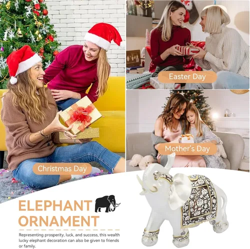Vista 6 de Estatua de elefante, figura de la suerte de riqueza, mini estatua de elefante de la suerte, decoración del hogar, figuras de elefante de Feng Shui