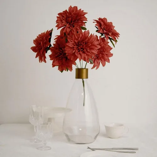 Vista 10 de Efavormart - Paquete de 2 arbustos de flores de dalia blanca de 20 pulgadas, ramos de boda artificiales Blanco