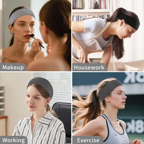 Vista 5 de 12 unidades de bandas deportivas para mujeres, bandas de pelo elásticas y suaves antideslizantes, diadema de moda para entrenamiento, yoga, correr
