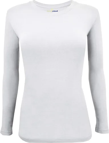 Vista 2 de Natural Uniforms Camiseta Under Scrub para mujer, cuello redondo, manga larga, paquete de 3, paquete múltiple de 3