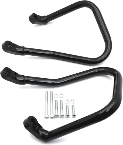 Vista 3 de Barra de choque de protección de alforja trasera negra compatible con Harley Softail FLHC FLHCS 2018+ [P/N: TGHD-SG09-BK]