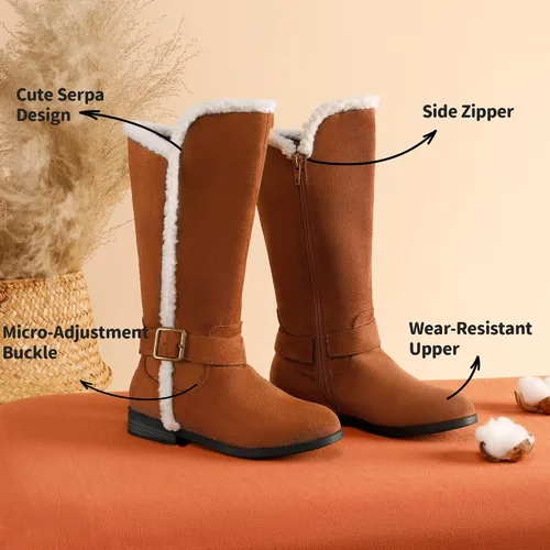 Vista 3 de DREAM PAIRS Botas de invierno de media pantorrilla con cremallera lateral para niñas