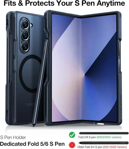 Vista 5 de TORRAS Funda magnética a prueba de golpes compatible con Samsung Galaxy Z Fold 6 con soporte para S Pen [compatible con Magsafe]