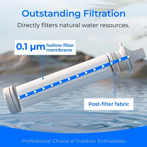 Vista 2 de Waterdrop Paja de filtro de agua por gravedad, sistema de filtración de agua de campamento, purificador de agua de supervivencia para viajes