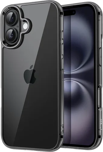 Vista 10 de JETech Funda para iPhone 16, antiamarilleo, color negro Shockproof Protection, Scratch Resistant Hard PC Back, Durable Transparent TPU Bumper