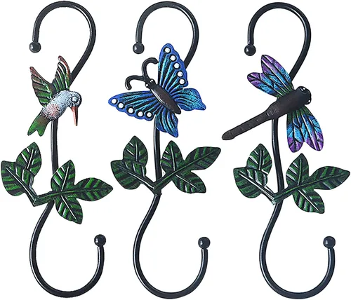 Vista 8 de Ganchos en S resistentes, ganchos grandes para plantas al aire libre, ganchos decorativos de metal para colgar macetas de jardín, cestas de flores