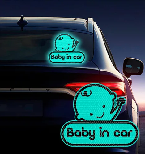 Vista 8 de 2 calcomanías de bebé en coche para automóviles, lindas calcomanías reflectantes de alta intensidad para bebé a bordo para parachoques de ventana