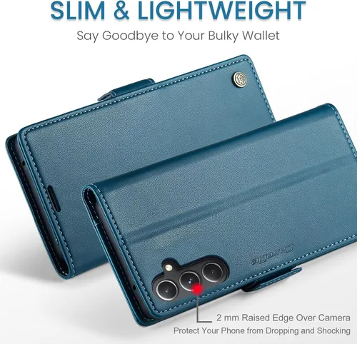 Vista 2 de Funda para Samsung Galaxy S23 FE, [bloqueo RFID] Cierre magnético, cartera de piel sintética con tarjetero y soporte para tarjetas, funda