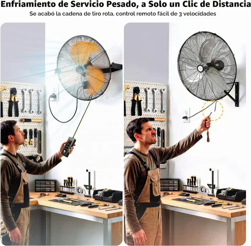 Vista 4 de CAMMOO Ventilador de montaje en pared de 18 pulgadas con cubierta Oxford